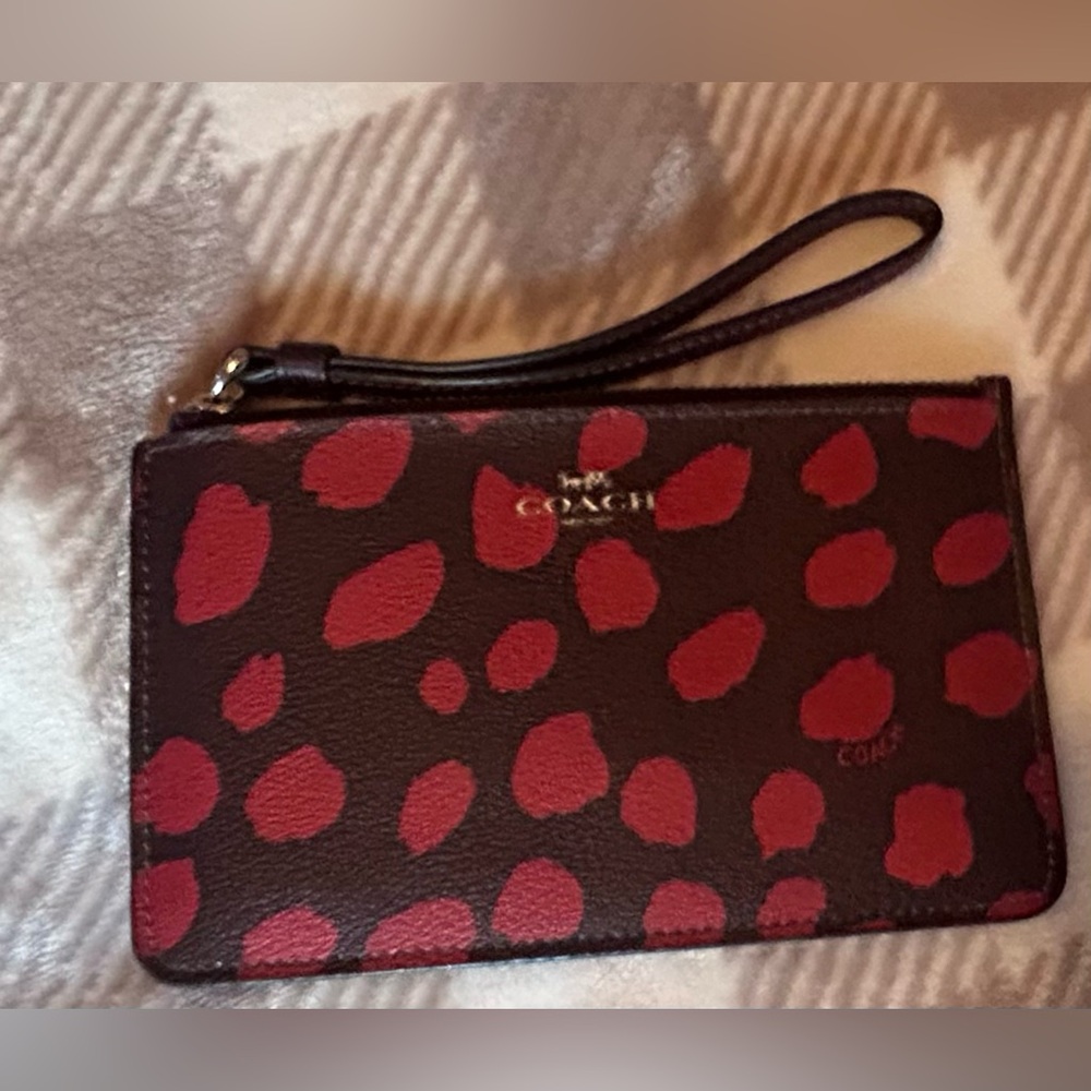 Coach Pink Leopard Patterned Wristlet